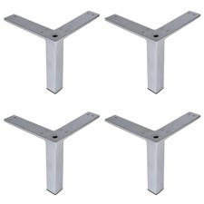 (4-Pack) 5” Sofa Couch Feet Square Corner Furniture Leg Heavy Duty Brushed Steel