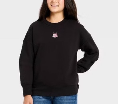 Girl s Art Class Ultra Soft Black Cake Embroidered Fleece Sweatshirt XL NWT