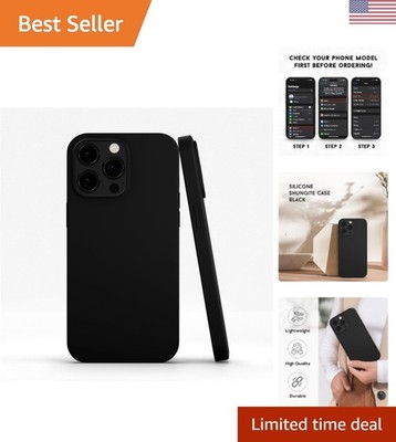 Liquid Silicone Shungite EMF Protection Case for iPhone 15 Pro - Black Elegance