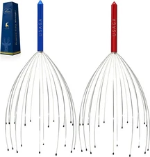 Head Massager Scalp Scratcher 20 Fingers for Relaxing (Red & Blue)