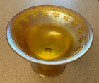 LC Tiffany Signed Palm Tree Favrile Iridescent Yellow, Grn, HTF/Rare