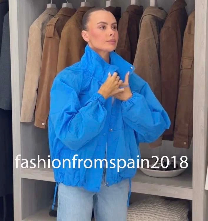 ZARA NEW WOMAN NYLON GATHERED JACKET BULISH XS-S,M-L 5063/702/420