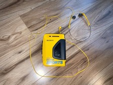 SONY Walkman Sports Audio Cassette AM/FM Radio WM-AF54 Yellow - Vintage