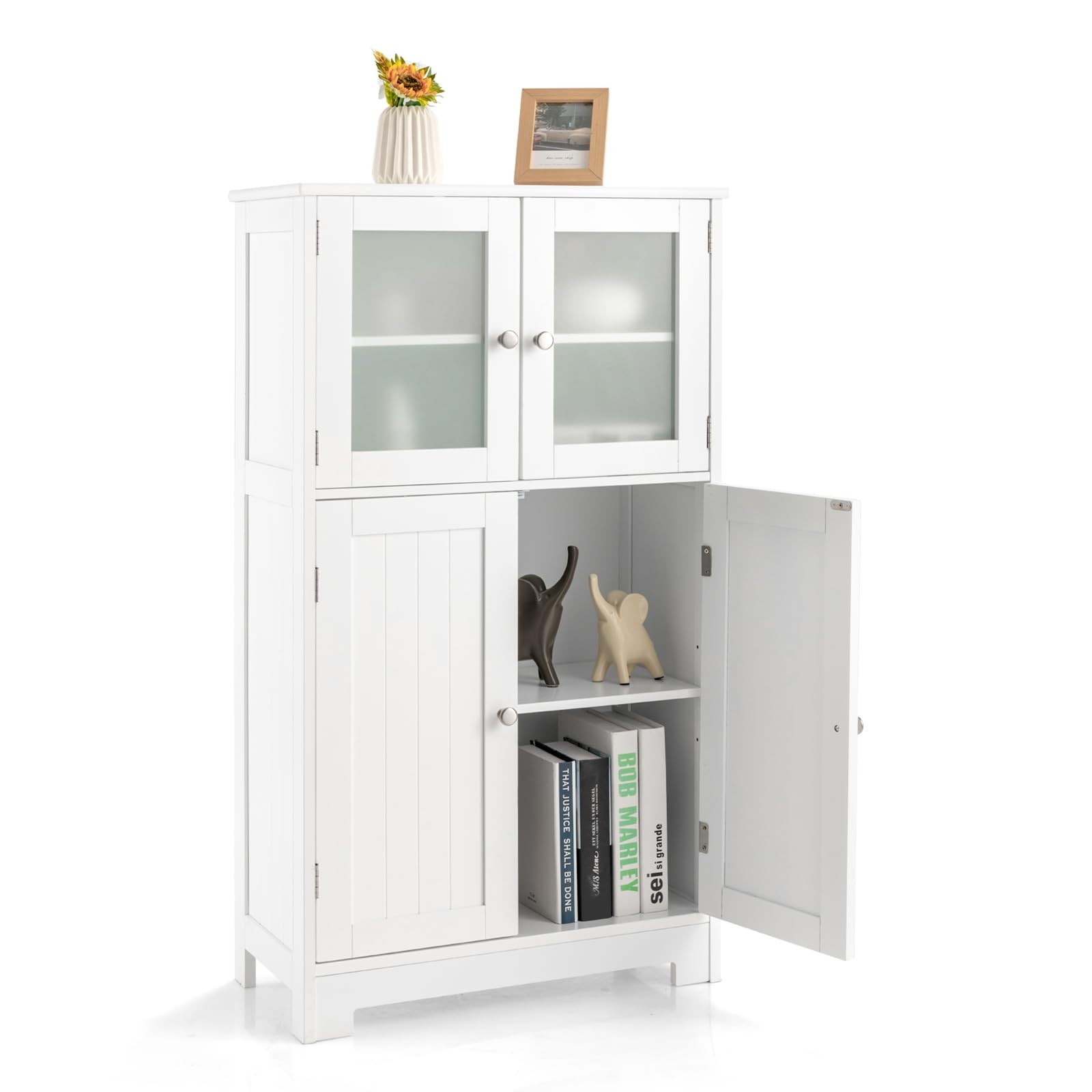 Giantex Freestanding Bathroom Storage Cabinet with Doors for Floor Organization