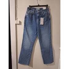 Zara Womens High Rise Straight Leg Ankle Rigid Denim Jeans Blue 6164/023 Size 4