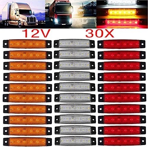 10X Rojo +10X Ámbar 10X Blanco 12V 6 SMD Lateral Camión Remolque Luz LED Marcadora❤ - Imagen 3 de 8