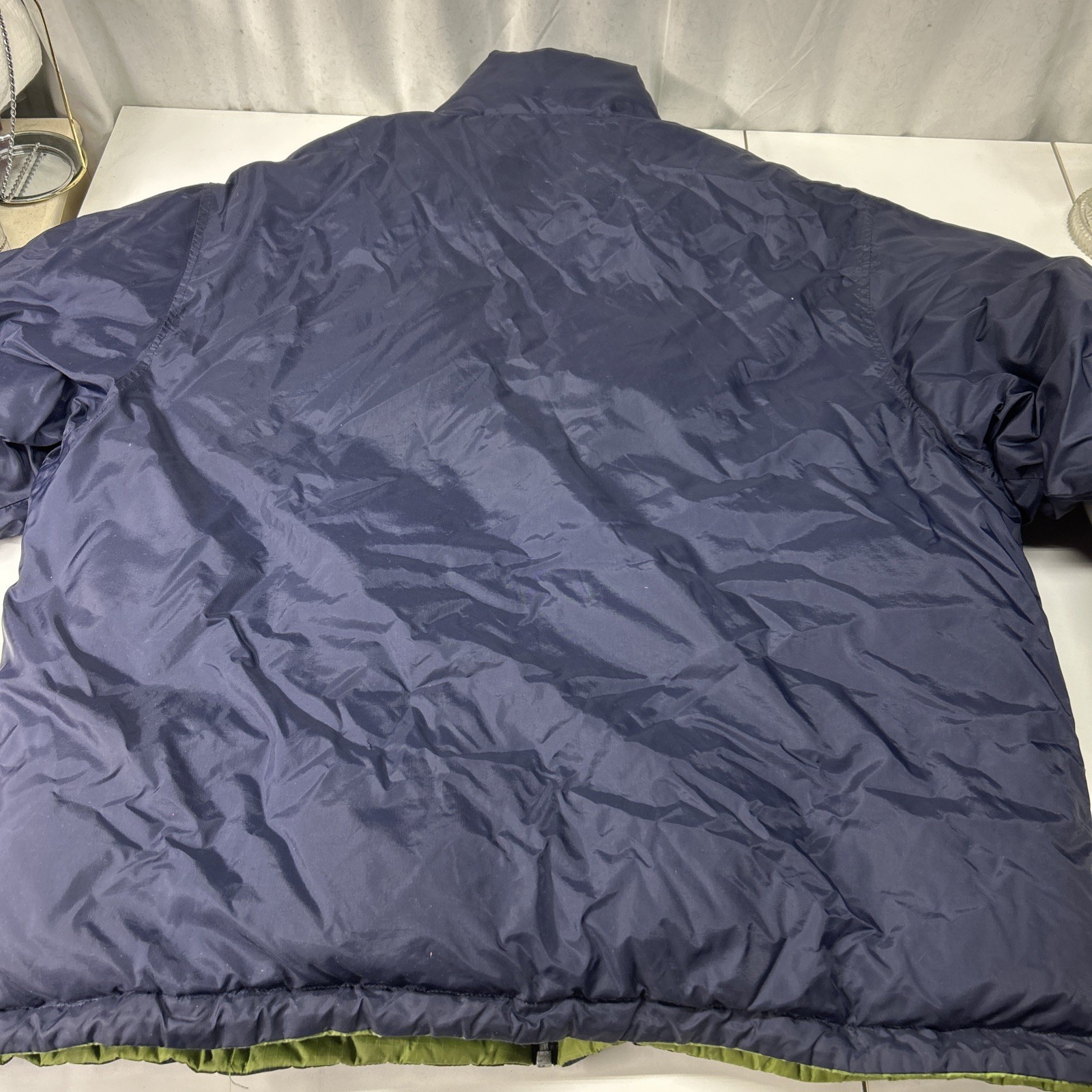 VTG 90s First Down Mens Navy/Green Goose Down Reversible Puffer Jacket Coat L image 6