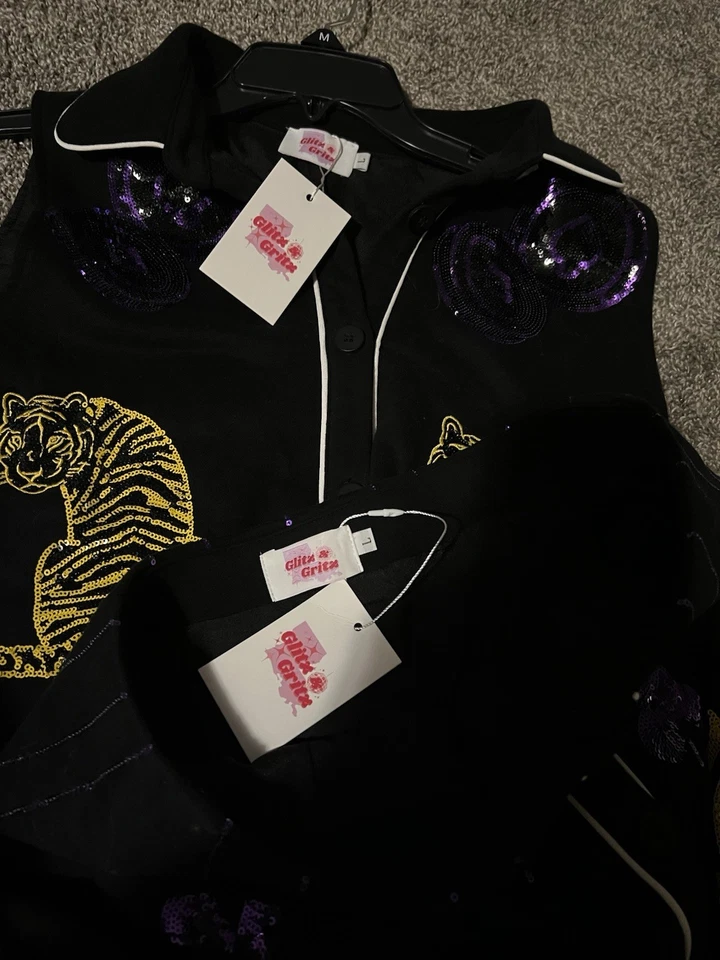 Fofa Nova Saia Orlean Tigers Com Camisa Sem Mangas Combinando - Imagem 3 de 4