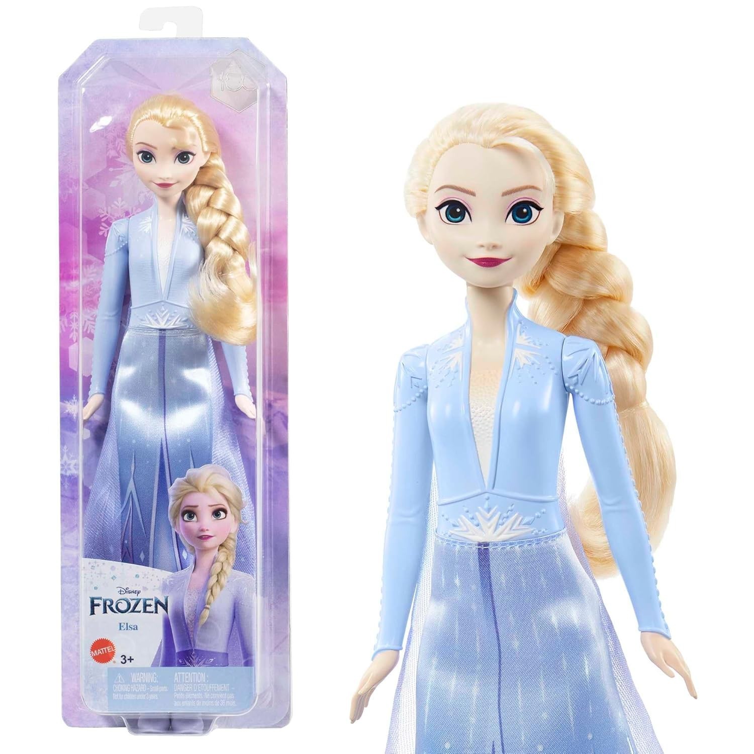Disney frozen - elsa bambola con abito esclusivo e accessori ispirati ai film disney frozen 2, giocattolo per bambini, 3+ anni, hlw48 - Immagine 8