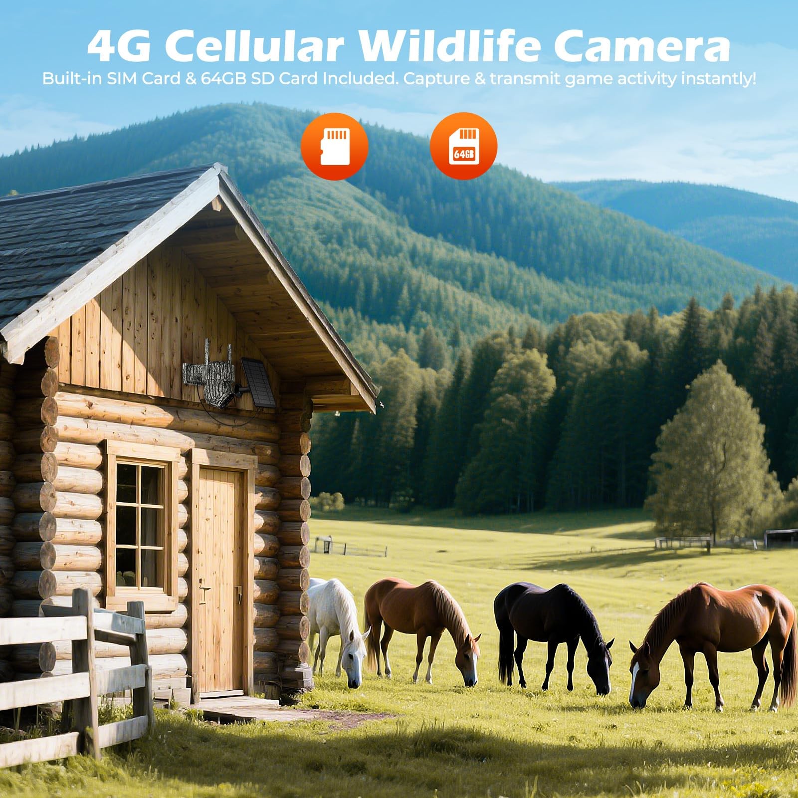 New 4G LTE Cellular Trail Camera Security Cameras Live Feed 2.5K, Auto Tracking
