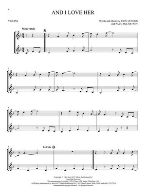 The Beatles for Two Violins Book [Softcover] Violin Duet Hal Leonard