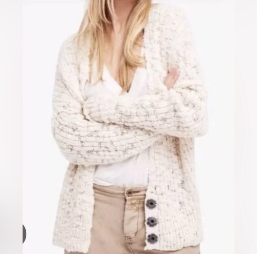 Free People Cream Chunky Knit Oversized Dolman Cardigan Cozy Size L