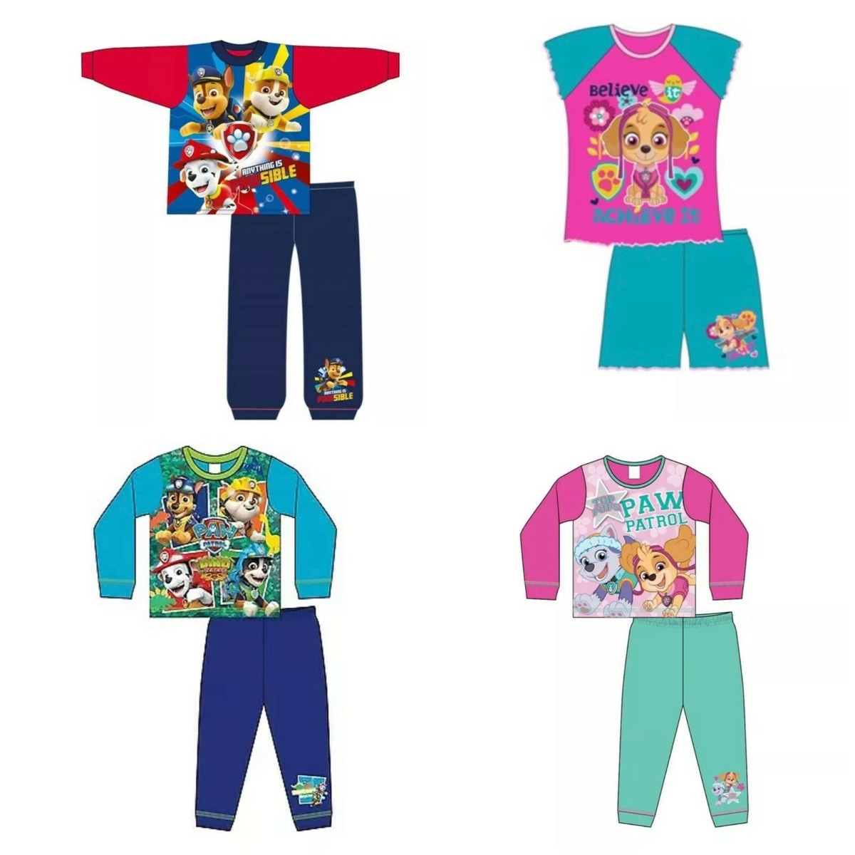 Kids Boys Girls Toddler Paw Patrol Character Pyjamas 18 Months