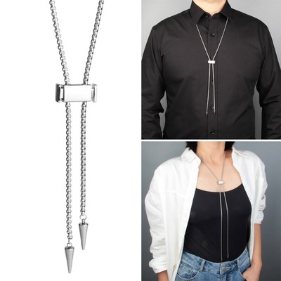 Lariat Cuboid Bolo Tie Pendant Necklace Clavicle Chain Same Cool Chokers
