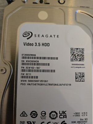 【使用時間小】DIGA換装用 2TB seagate ST2000VM005 使用時間小】DIGA換装用 2TB seagate ST2000VM005 スーパー