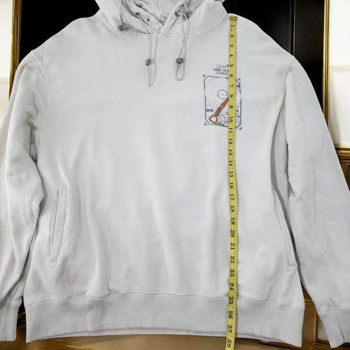C2H4 Hoodie Men's LARGE 'Human data storage' Pullover Sweater L. Grey Streetwear - Picture 13 of 21