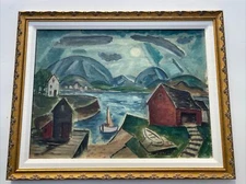 Mid Century Painting New Jersey Maurice Bilton Listed Famous WPA REGIONALISM OIL