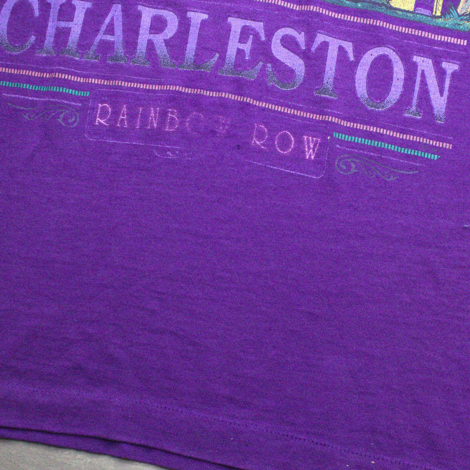 Camicia Charleston vintage taglia M viola punto singolo South Carolina fila arcobaleno