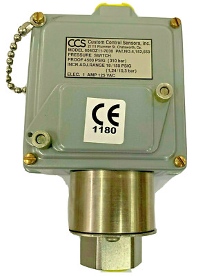 Custom Control Sensors CCS 604GZ11-7030 Pressure Switch Incr Range 18/150 psi