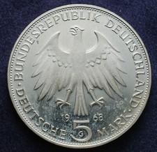 1968 G Germany 5 Mark Silver Coin Gutenberg Proof