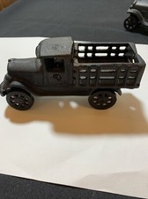 Vintage Cast Iron Open Bed Stake Truck Kids Toy or Collectible 6.75"L, 3"H 2"W