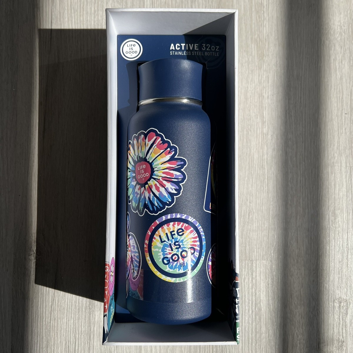 LIFE IS GOOD Active 32 oz Stainless Steel Bottle Sticker Collage