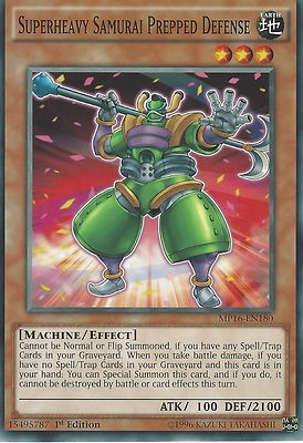 YU-GI-OH CARD: SUPERHEAVY SAMURAI PREPPED DEFENSE - MP16-EN180 1ST