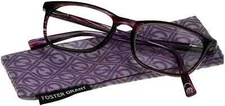 FOSTER GRANT ELANA Women's Fashion Purple Reading Glasses & Case Choose Strength