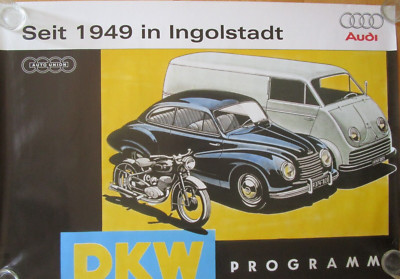 Rarität !!Audi Auto Union DKW Plakat/Poster 84 x 59,5 cm,beidseitig bedruckt