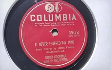 Benny Goodman 78rpm Single 10-inch Columbia Records #39478 It Never Entered My