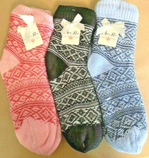 Sherpa with Nub Yarn Socks / Woman's 9-11 / 3 Pack Assortment / Gripper Bottoms