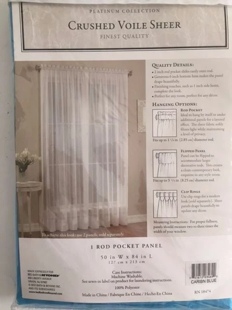 Panel de bolsillo de 1 varilla transparente de gasa triturada Platinum Collection en azul caribeño Foto 2 de 2