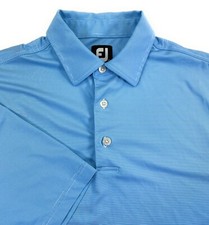FootJoy Men's Performance Course Logo Blue Stripe Golf Polo Shirt Large