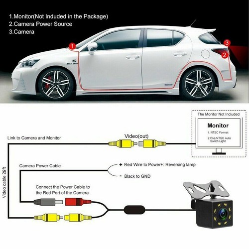 Car Rear View Reverse Camera Parking Backup Cam FHD Night Vision Waterproof - Picture 7 of 19