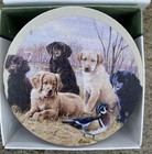 Labrador Retriever Puppies Dogs Round Stone Coasters Set Of 4 w/Cork Back NEW
