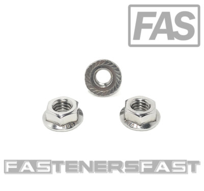 (25) 5/16-18 Stainless Steel Serrated Flange Nuts 304 Stainless Flange Lock Nuts