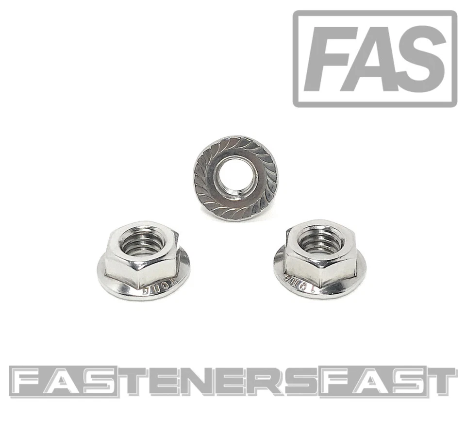 FAS (25) 5/16-18 Stainless Steel Serrated Flange Nuts 304 Stainless Flange Lock Nuts