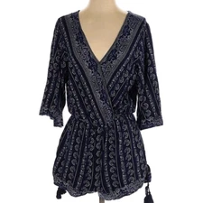 ANTHROPOLOGIE SKIES ARE BLUE Wrap Romper Size S