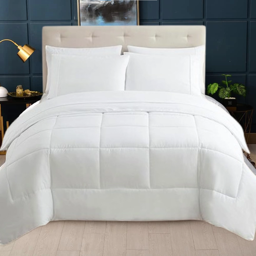 7 Pcs King Size Comforter Set, with Comforter, Flat & fit Sheets, Pillow, White