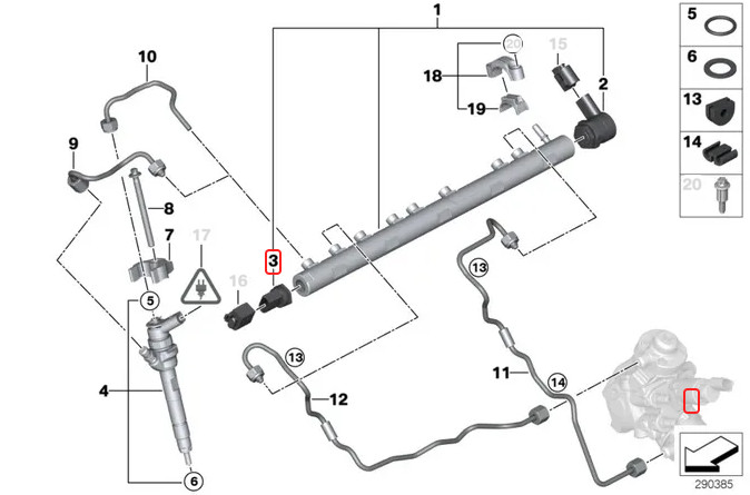 BMW DIESEL ENGINES FUEL PRESSURE RAIL SENSOR 13538577623 GENUINE 