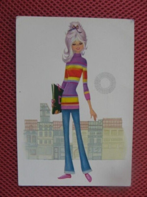 +''0949''  CPSM  ILLUSTRATEUR  VINTAGE   JEUNE FILLE