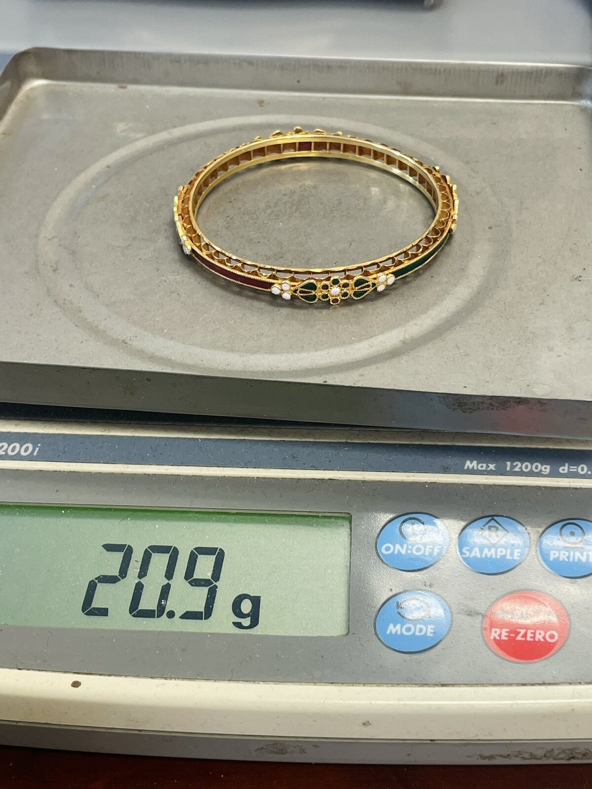 22k Solid Yellow Gold Multi Stone Unique Estate B… - image 4