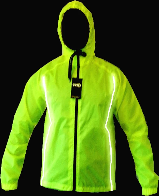  CYCLING JACKET Hi Viz HIGHLY VISIBLE HOODED WINDPROOF WATERPROOF BREATHABLE !!!