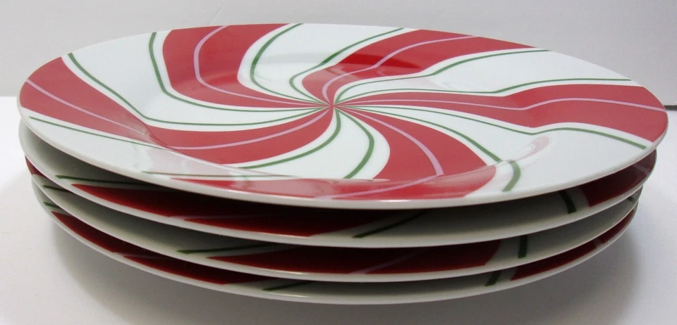Juego de 4~Platos de almuerzo/ensalada/postre Target Home Cane Swirl Navidad 9" Foto 4 de 4