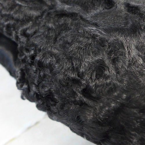 Vintage Splendido Nero Ricci Agnello Pelliccia Manicotto Scalda Mani 30.5cm - Foto 4 di 6