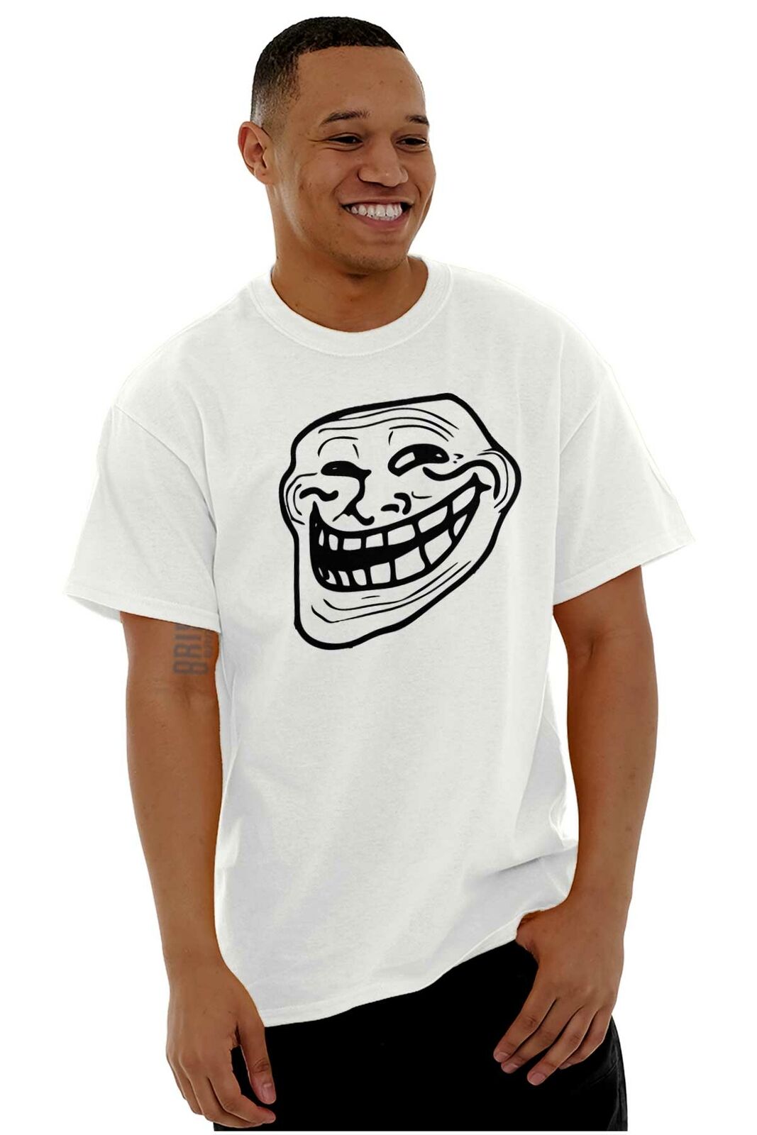 Troll Face Smiley Internet Funny Meme Gift Womens or Mens Crewneck T Shirt  Tee