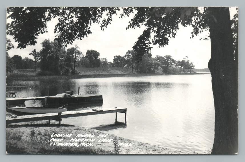 Morrison Lake COLDWATER Michgan RPPC Vintage Boat Docks Photo Postcard