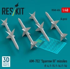 AIM-7E2 "Sparrow III" missiles 4pcs F-4, F-15, F-16, F-14 1/48 Reskit RS48-0456
