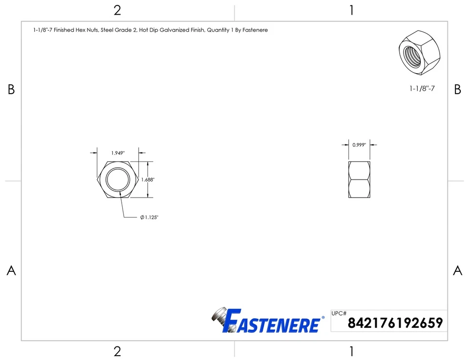 镀锌成品六角螺母 2 级钢所有尺寸上市
