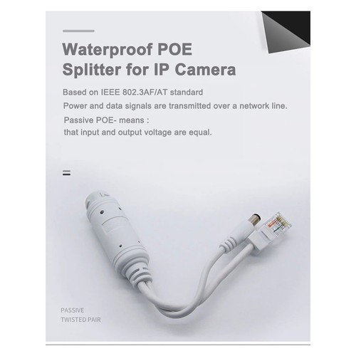10-Teiliger Wasserdichter POE-Splitter mit Video-Balun + Netzteilkabel, Ver1689 - Afbeelding 5 van 8